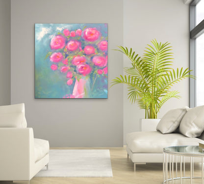 Candy Floss Blossom oil painting 92x92cm Sold