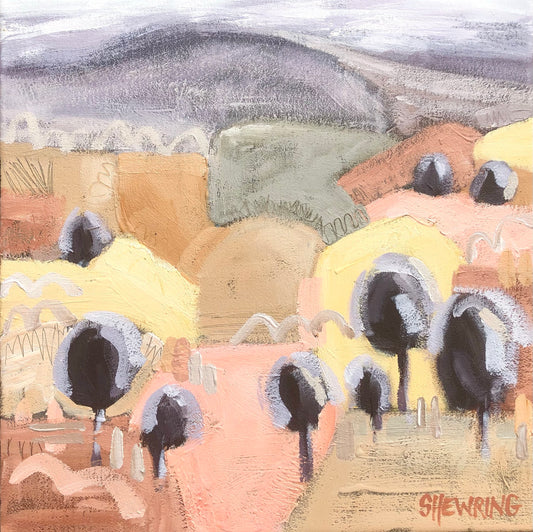 Hilltop Retreat - unframed 30x30cm SOLD