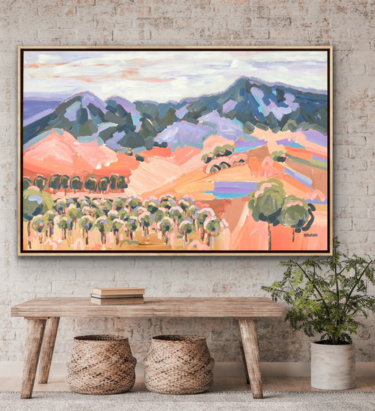 Sunset At Macedon Vineyard FRAMED 150x100cm ***exclusively at JUMBLED Online - SOLD