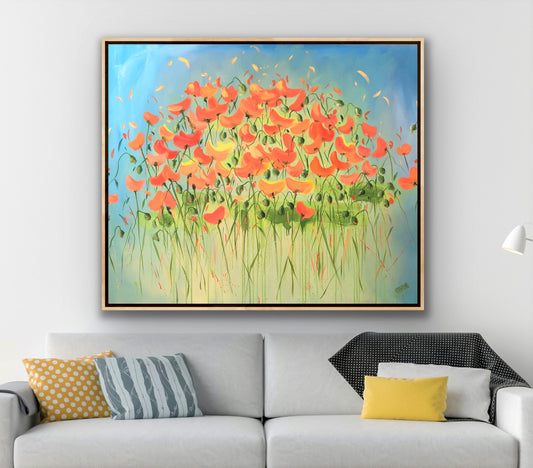 Poppy Buzz 125x105cm FRAMED