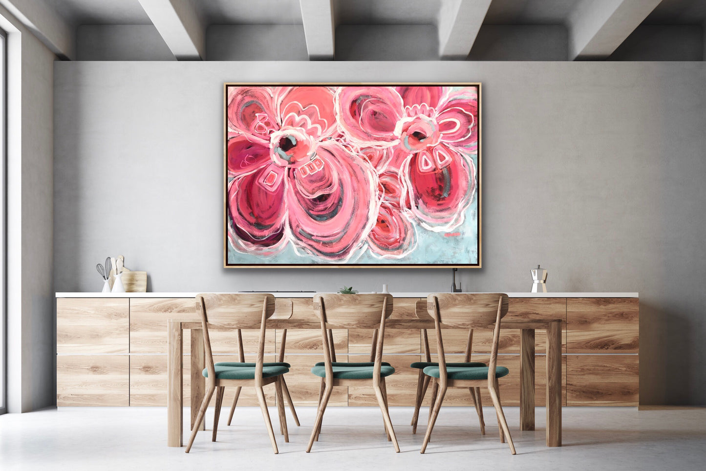 Watermelon Sunrise 158x113cm Oak Float Framed SOLD