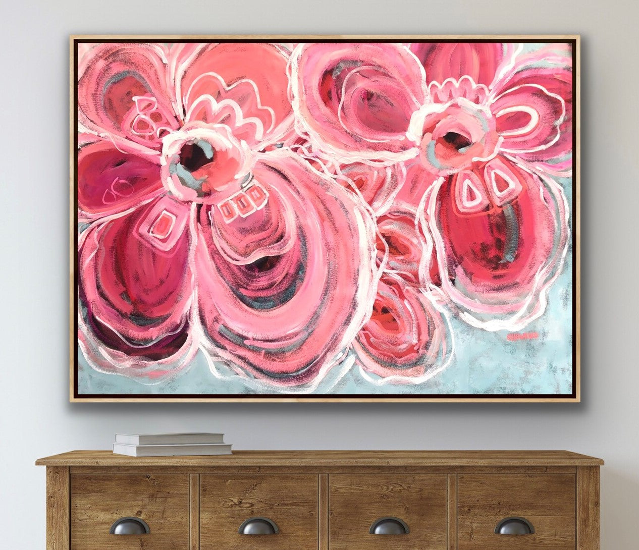 Watermelon Sunrise 158x113cm Oak Float Framed SOLD