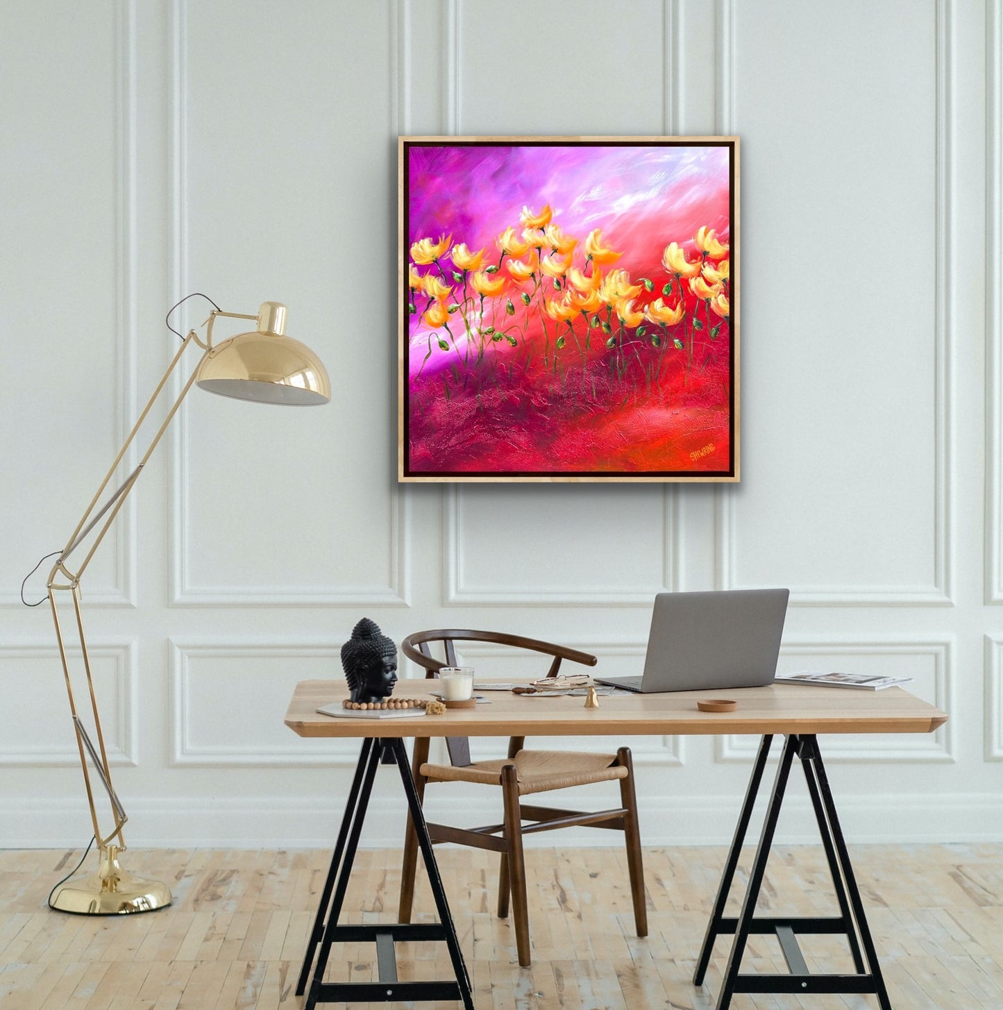 Orange Poppy 76x76cm FRAMED SOLD