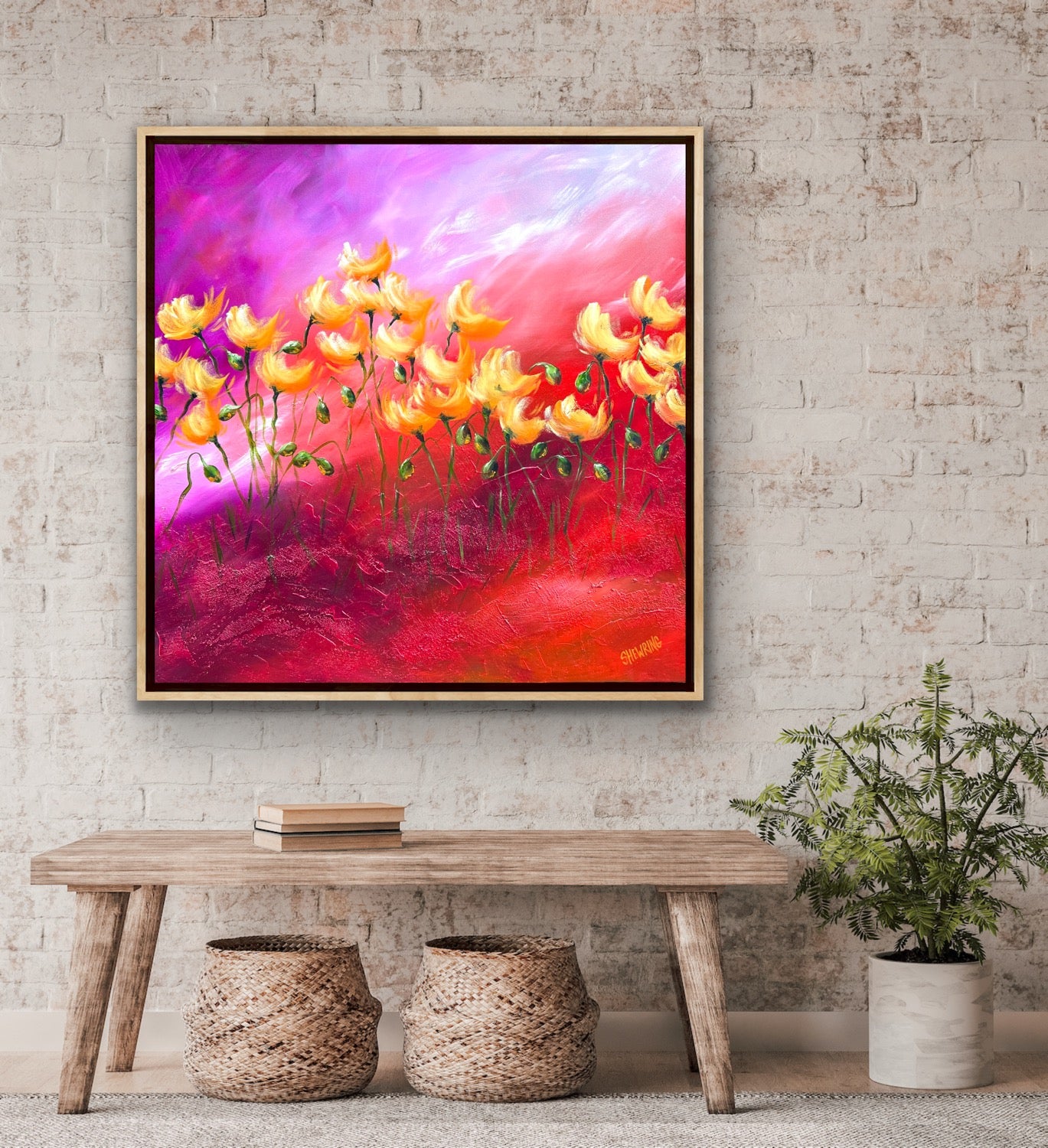 Orange Poppy 76x76cm FRAMED SOLD